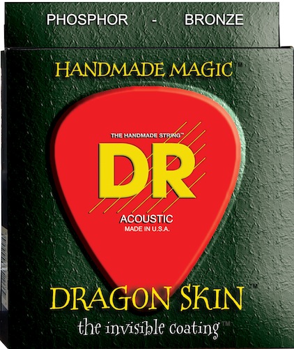 DR Strings Dragon Skin acoustic strings use their proprietary K3 coating on all 6 strings, resulting in less unwanted overtones, more volume and greater articulation than standard uncoated strings.
