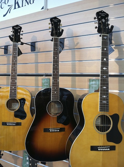 Recording King's new 14-fret Slope Shoulder guitars.