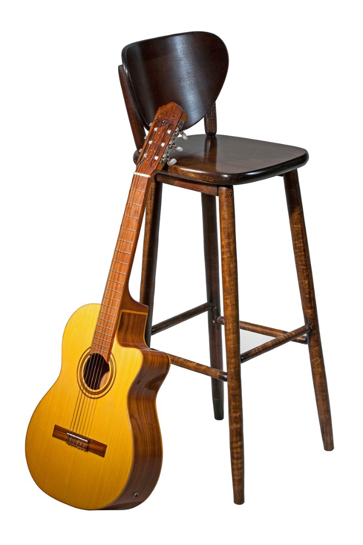 Foldable Musician Stool Guitar Stool Practice Chair Bars Seat Acoustic Guitar Stand with Footrest for Guitarist