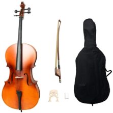 Cello for Kids and Adults Strings 4/4 Full Bridge & Rosin Student Beginner Cellos Kit Musical Instruments Starter Set With Bag Acoustic Cello Instrument Bow Gifts for Music Lovers 