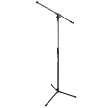 Doubleblack Microphone Stand Steel Tripod Mic Boom Stand Adjustable Height from 80-190 cm for Stage or Studio Freely Adjustable U-shaped Clip Universal Clip Black