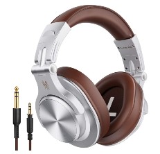 Top Protein Leather Ear Pads Brown with 50mm Drivers Pro-50 OneOdio Over Ear Studio Headphones for Recording and Mixing Wired DJ Headphones for Guitar Amp 