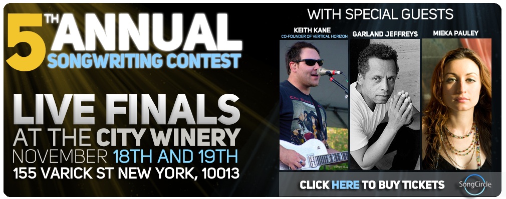 Garland Jeffreys & Vertical Horizon’s Keith Kane To Perform at SongCircle’s 5th Annual “Songwriters Contest” Live Finals 11/18