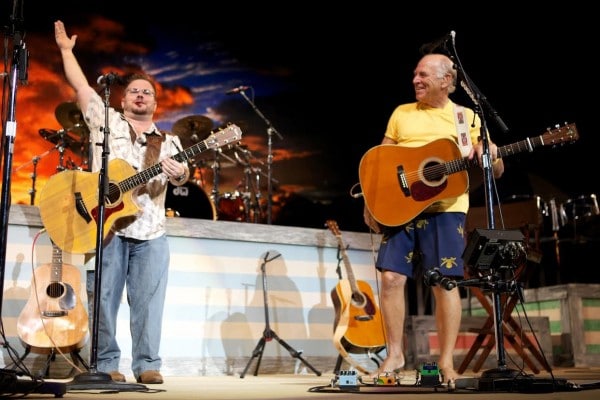 American Songwriter Lyric Contest winner Matt Hoggatt onstage with Jimmy Buffett