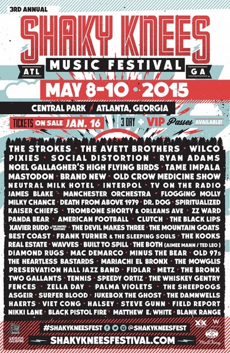 2015 Shaky Knees Festival Lineup Announced