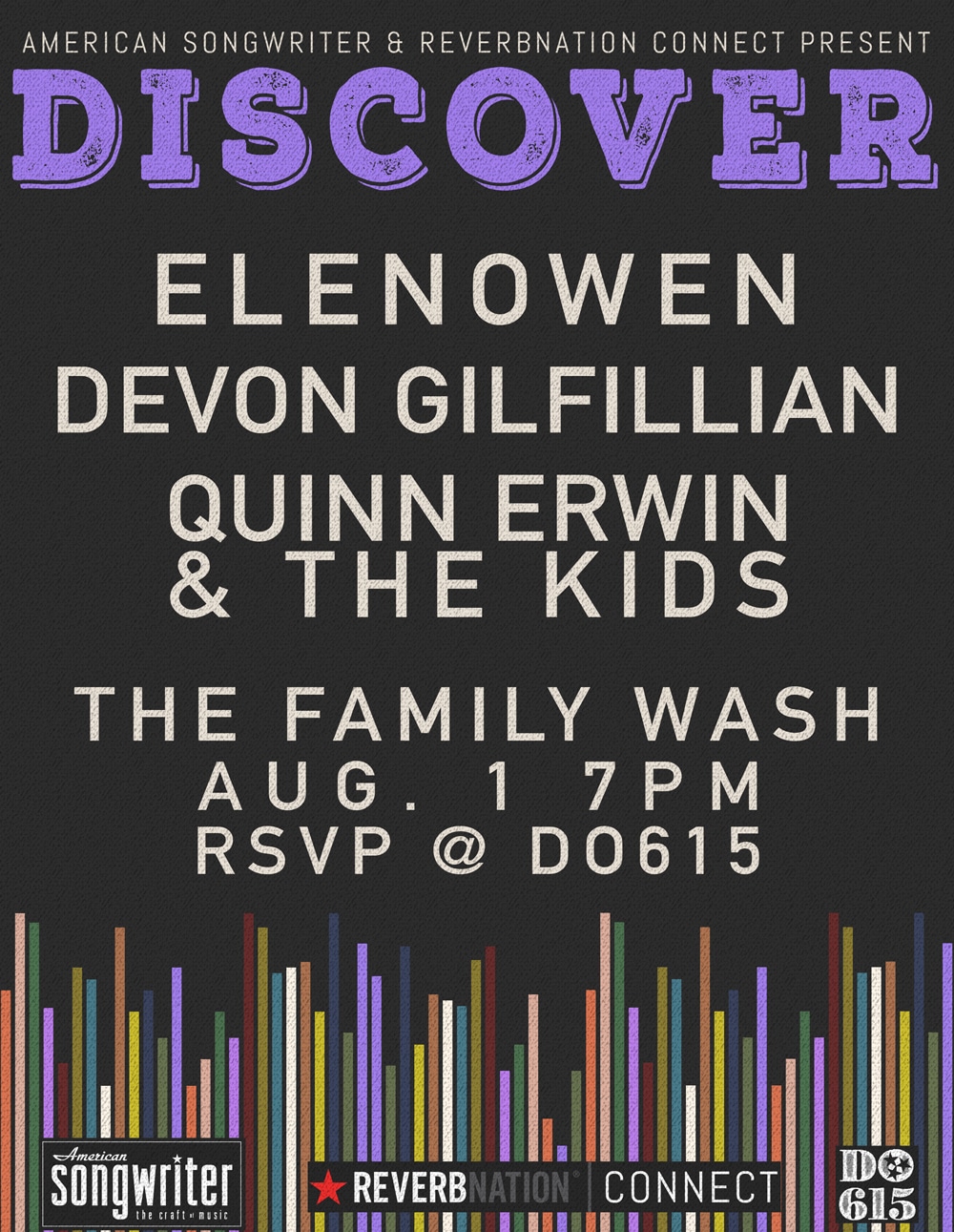 “Discover” Concert Series Continues August 1 with Elenowen, Devon Gilfillian and Quinn Erwin & The Kids