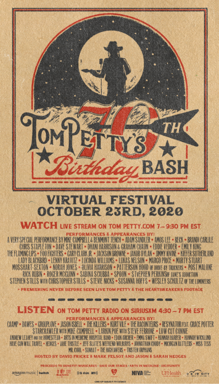 Virtual Tom Petty 70th Birthday Bash To Be Presented on Friday, October 23