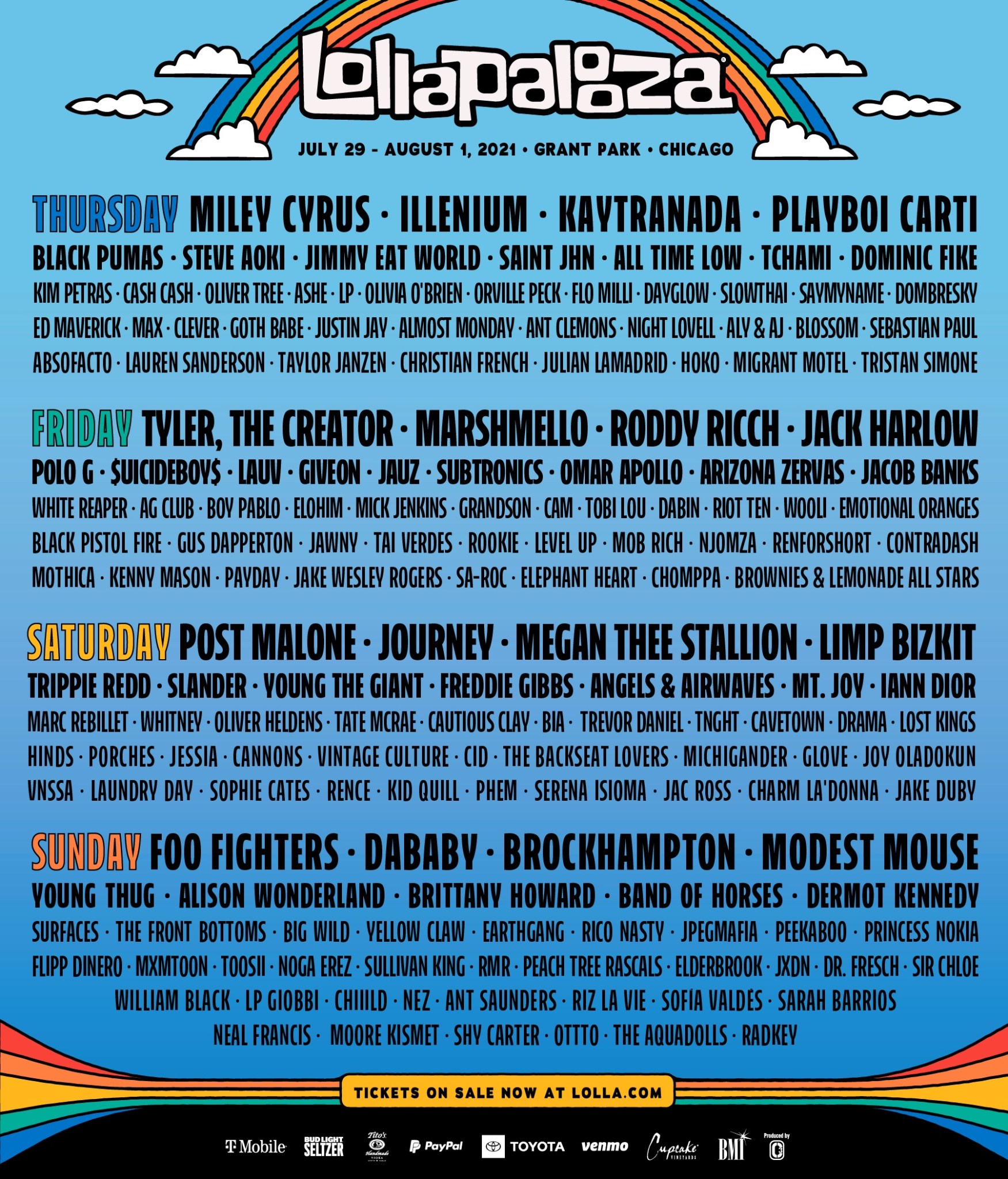 Lollapalooza 2021 Daily Lineup Revealed American Songwriter