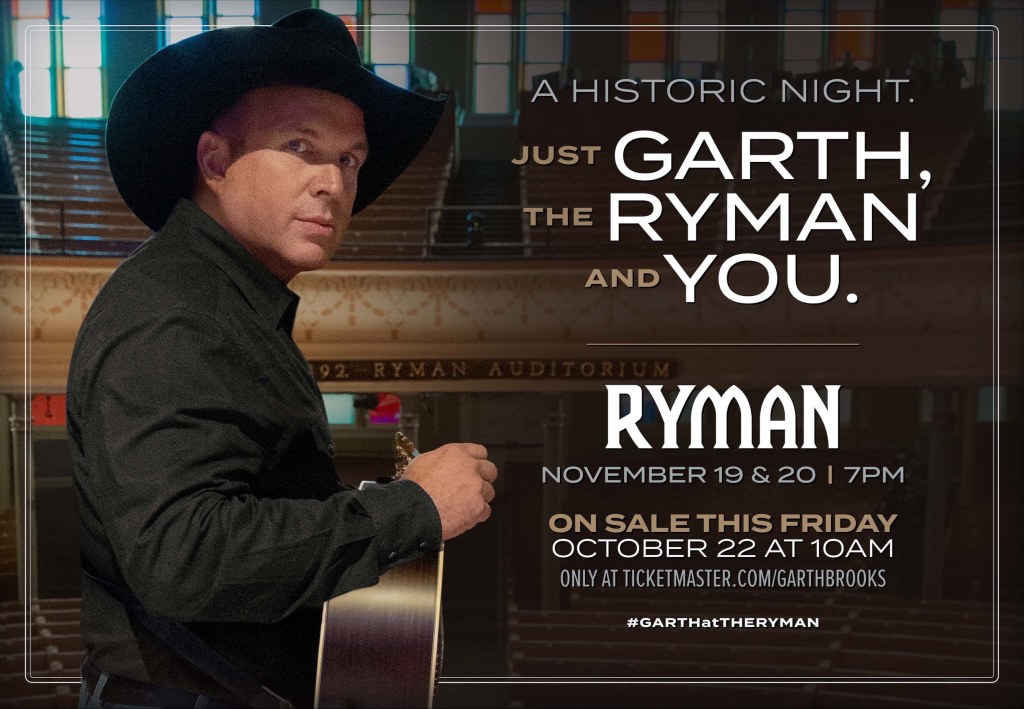 Garth Brooks Announces Back-To-Back Nights At Nashville's Legendary Ryman  Auditorium - American Songwriter