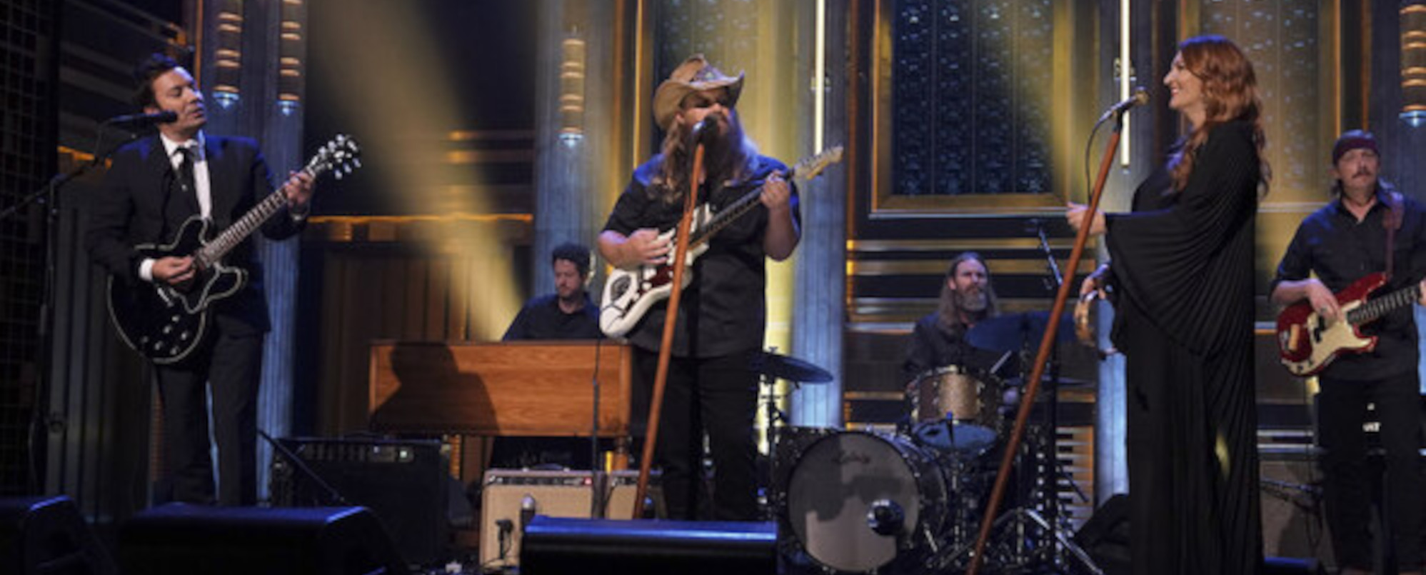 Chris Stapleton Invites Jimmy Fallon to Play Guitar on “You Should Probably Leave” During ‘Tonight Show’ Performance