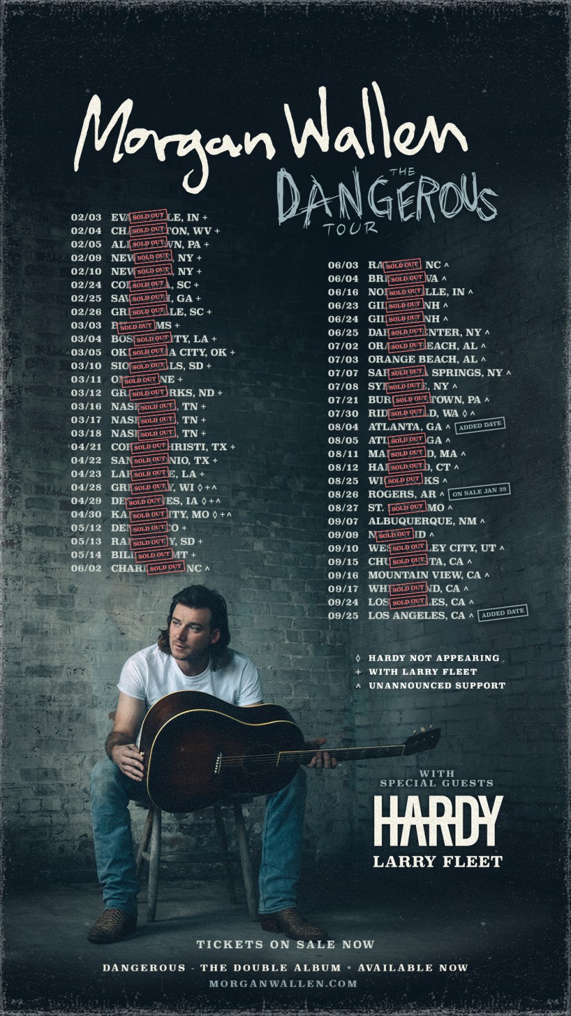 Morgan Wallen Tour is Nearly Sold Out–Over 705k Tickets Sold So Far