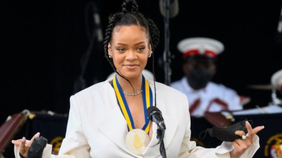 Rihanna pictured after becoming Barbados 11th National Hero.