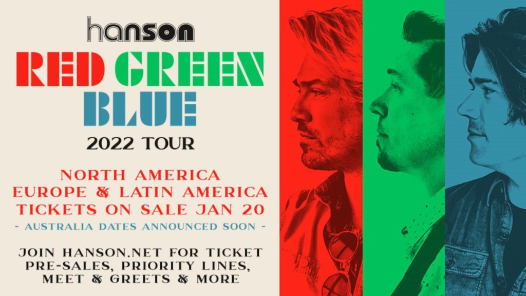 Hanson julkistaa vuoden 2022 Red Green Blue -maailmankiertueen ja uuden albumin