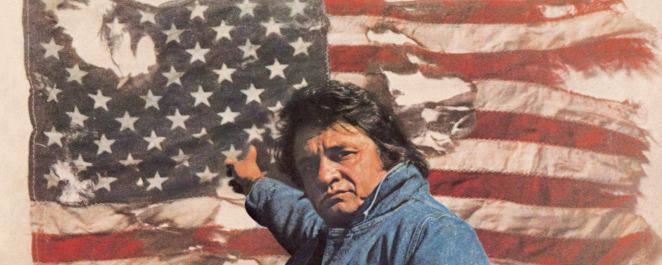 Johnny Cash with ragged old flag
