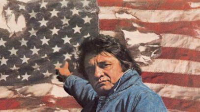 Johnny Cash with ragged old flag