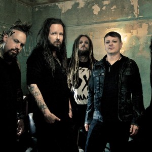 The nu metal band Korn is pictured together.