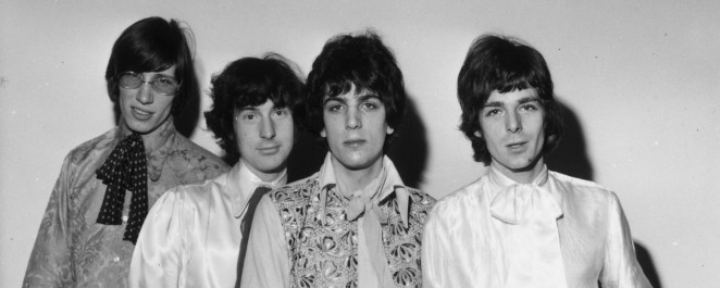 The psychedelic band, Pink Floyd, is pictured all together in 1967.