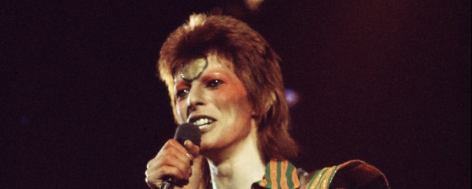 David Bowie performs on stage on his Ziggy Stardust/Aladdin Sane Tour in London, 1973.