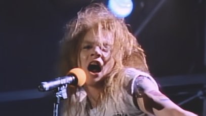 Guns N' Roses perform "Welcome to the Jungle" for the song's official music video.
