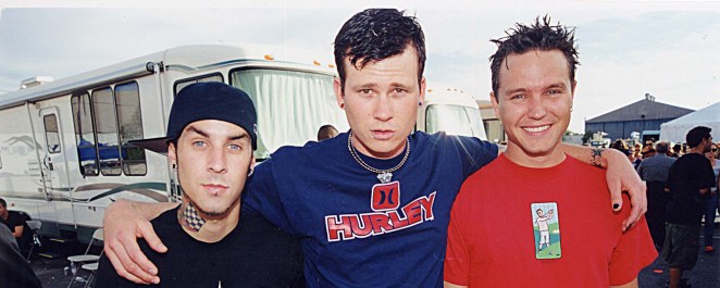 Blink 182 is pictured together around the time they released "All The Small Things."