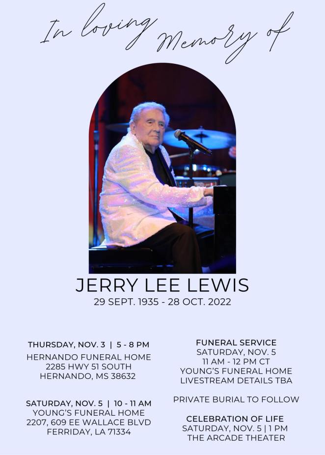 Jerry Lee Lewis Funeral and Public Memorial Service Details Revealed -  American Songwriter