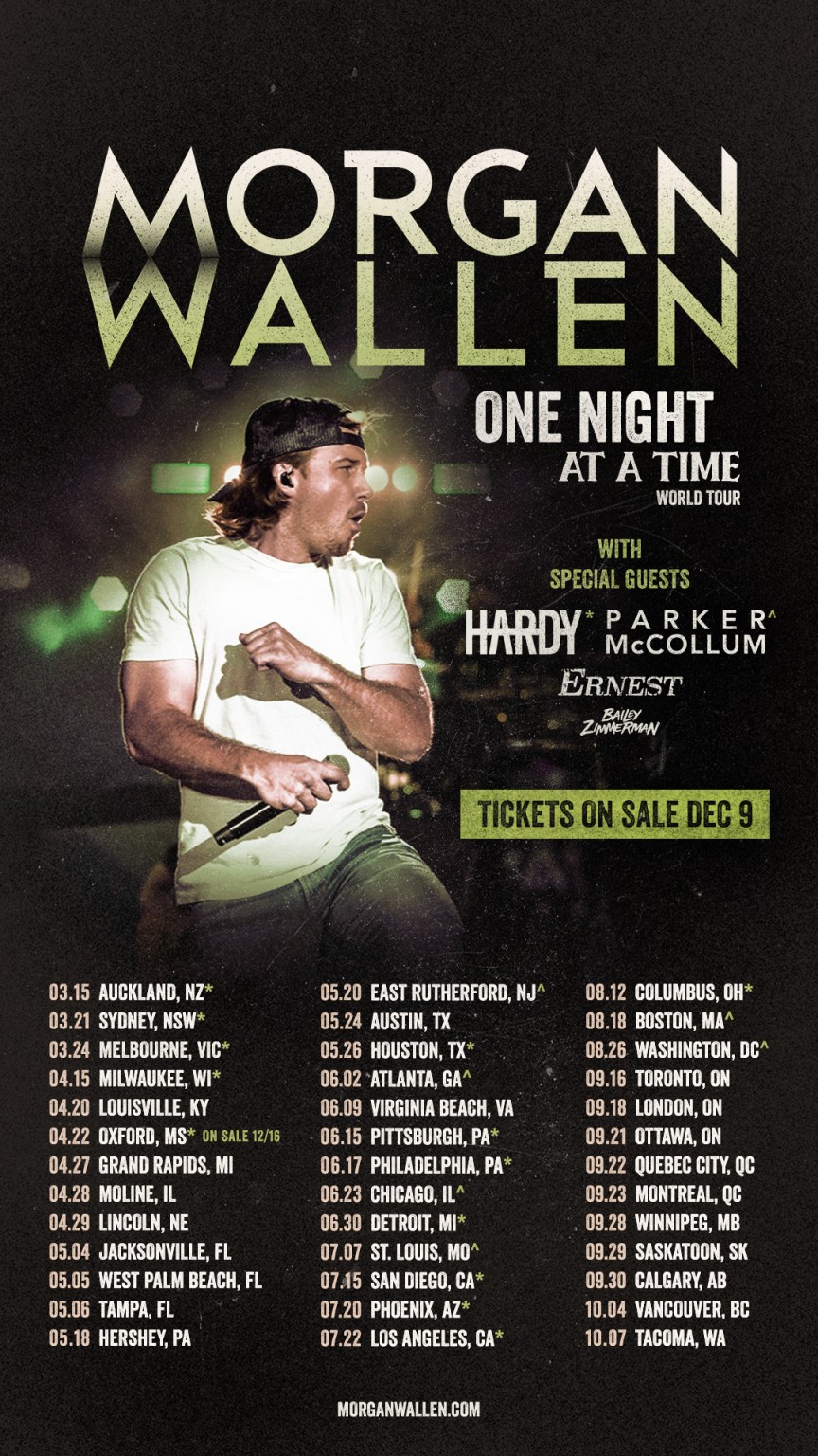 whos on tour with morgan wallen