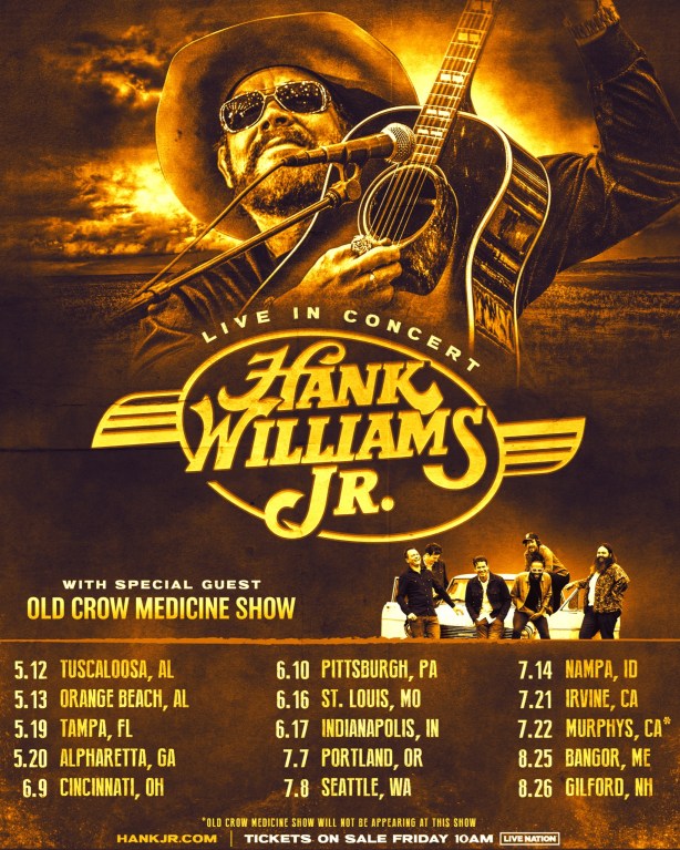 Hank Williams Jr. Reveals 2023 Tour, Featuring Old Crow Medicine Show