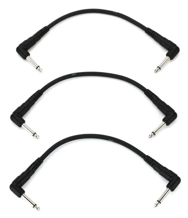 D'Addario PW-CGTP-305 Classic Series Pedalboard Patch Cable - Right Angle to Right Angle - 6 inch (3-pack)
