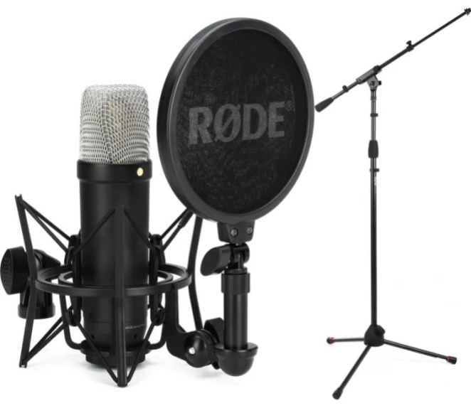 Rode NT1 with SM6 Shockmount, Pop Filter, Stand, and Cable
