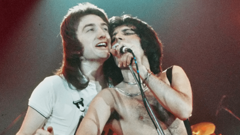 John Deacon and Freddie Mercury 1977