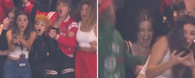 Lana Del Rey takes a tumble as Taylor Swift celebrates Chiefs Super Bowl win