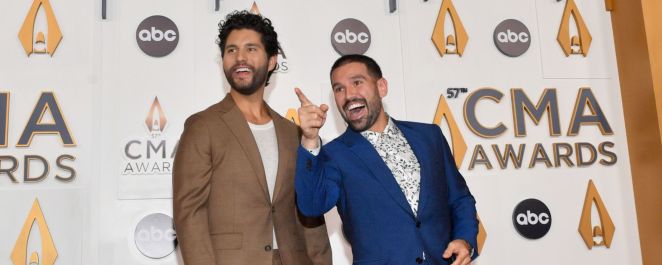Dan Smyers and Shay Mooney of Dan + Shay attend the 57th Annual CMA Awards in November 2023.