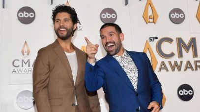 Dan Smyers and Shay Mooney of Dan + Shay attend the 57th Annual CMA Awards in November 2023.