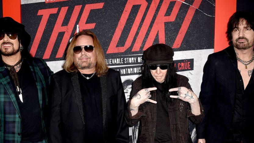 Mick Mars with his former bandmates at the March 2019 premiere of Netflix's "The Dirt."