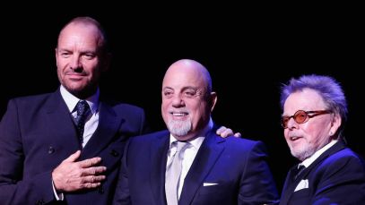Sting and Billy Joel onstage with Paul Williams during the ASCAP Centennial Awards in November 2014.