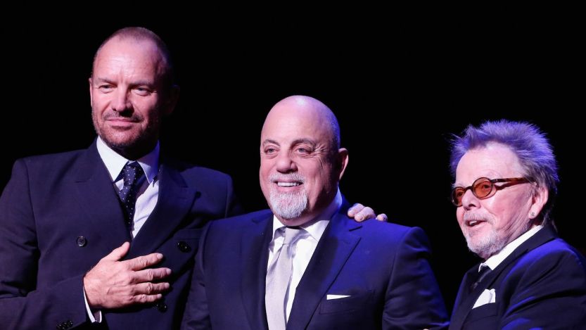 Sting and Billy Joel onstage with Paul Williams during the ASCAP Centennial Awards in November 2014.
