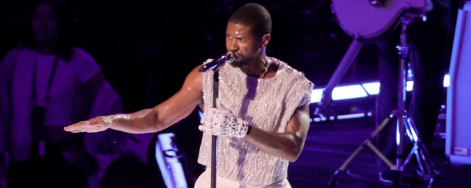 Usher performing at the Super Bowl