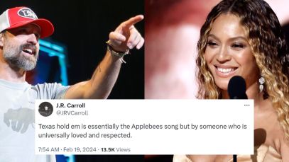 Composite image of Walker Hayes and Beyonce with a tweet by J.R. Carroll