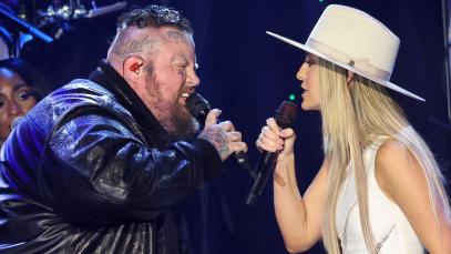 Jelly Roll and Lainey Wilson perform onstage during the 66th GRAMMY Awards Pre-GRAMMY Gala & GRAMMY Salute to Industry Icons Honoring Jon Platt at The Beverly Hilton on February 03, 2024 in Beverly Hills, California.