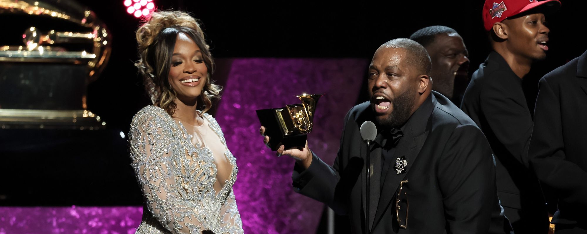 Killer Mike accepts the Best Rap Song award at the 66th annual GRAMMYs Feb. 4.