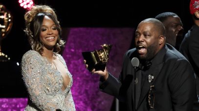 Killer Mike accepts the Best Rap Song award at the 66th annual GRAMMYs Feb. 4.