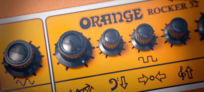 Close up view of Orange Rocker 15 buttons
