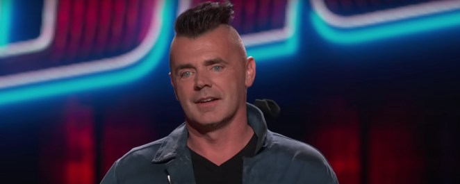 Bryan Olesen speaks with coaches after his 'The Voice' blind audition.