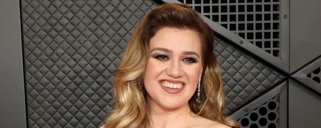 Former "The Voice" coach Kelly Clarkson at the 66th annual GRAMMY Awards.