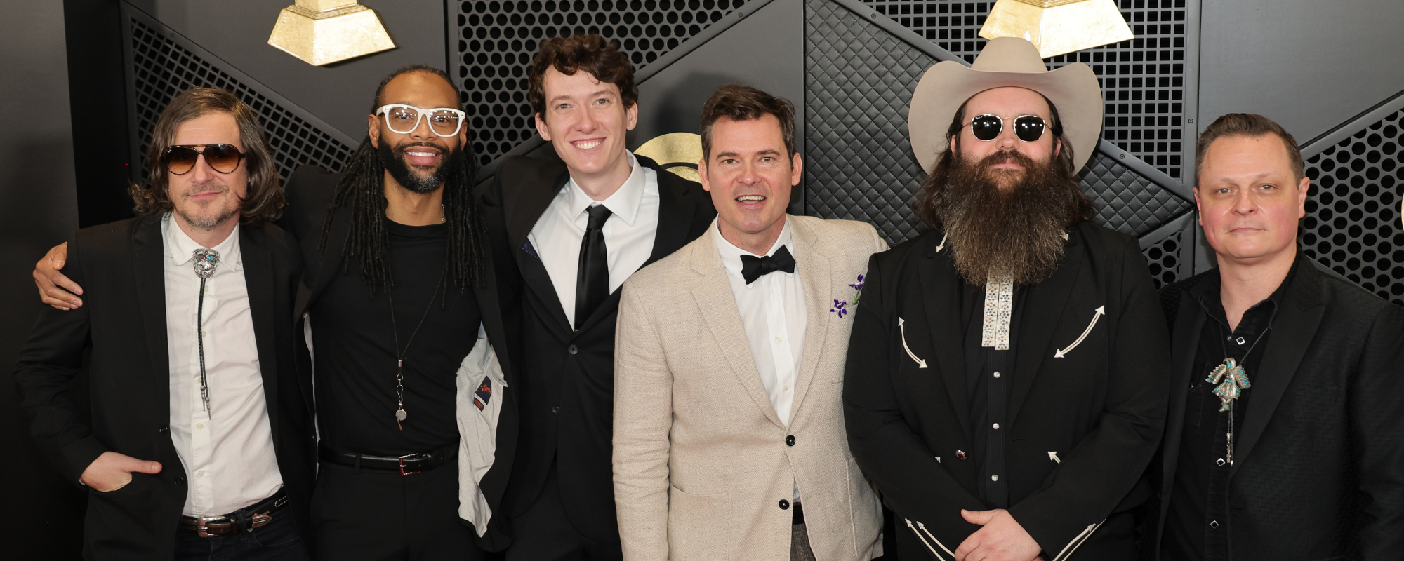 old crow medicine show posing at the 2024 grammys