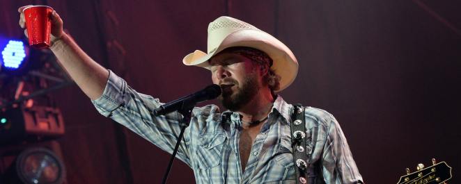 Toby Keith performs during the Oklahoma Twister Relief Concert to benefit United Way of Central Oklahoma May Tornadoes Relief Fund at Gaylord Family Oklahoma Memorial Stadium on July 6, 2013 in Norman, Oklahoma.