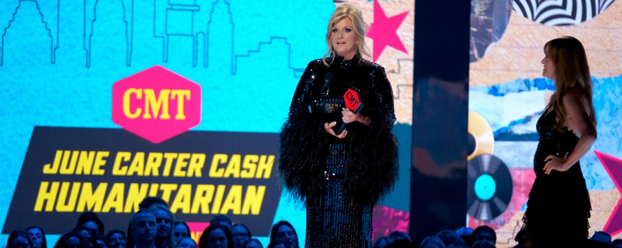 Trisha Yearwood accepts the June Carter Cash Humanitarian Award onstage during the 2024 CMT Music Awards at Moody Center on April 07, 2024 in Austin, Texas.