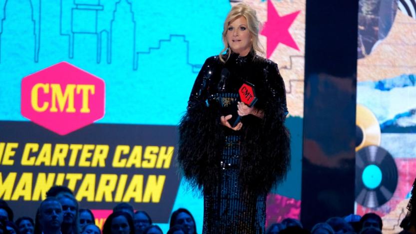 Trisha Yearwood accepts the June Carter Cash Humanitarian Award onstage during the 2024 CMT Music Awards at Moody Center on April 07, 2024 in Austin, Texas.