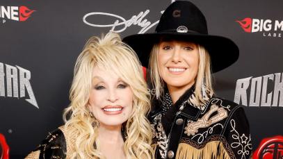 Dolly Parton and Lainey Wilson attend Dolly Parton's Rockstar VIP Album Release Party with American Greetings on November 16, 2023 in Nashville, Tennessee.