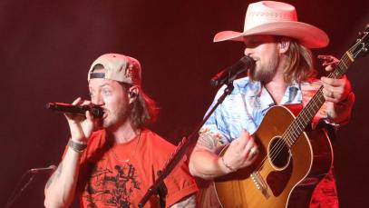 Tyler Hubbard and Brian Kelley of Florida Georgia Line perform during day 3 of the 2022 Boots And Hearts Music Festival at Burl's Creek Event Grounds on August 06, 2022 in Oro Station, Ontario.